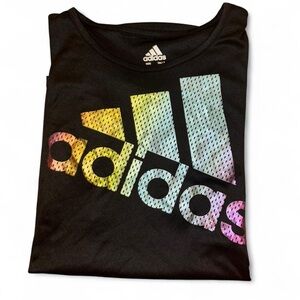 adidas Kids Black Tee with Iridescent Gradient Logo